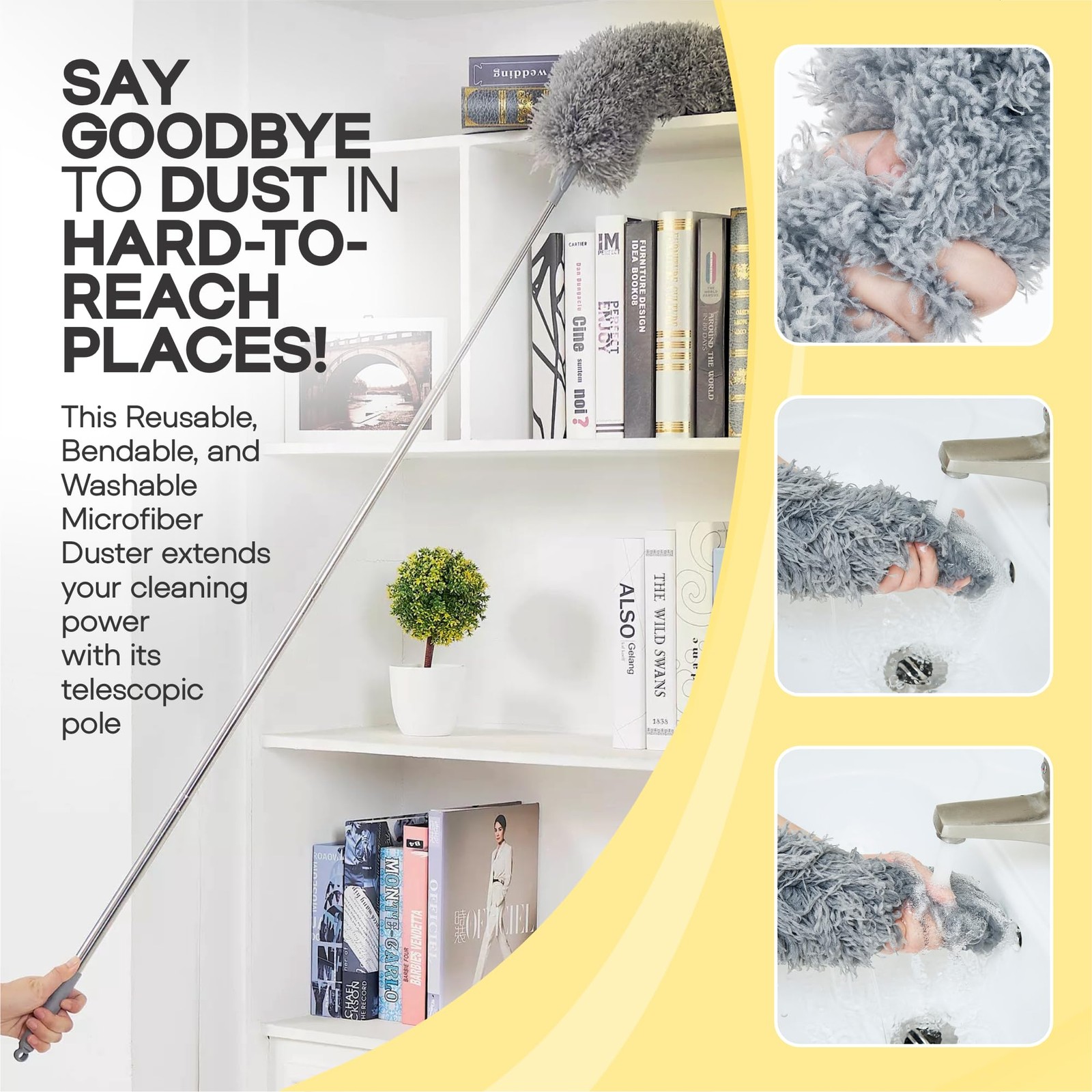 Microfiber Feather Duster with Extension Pole 100 Inches, (8 PCS), Cleaning B…
