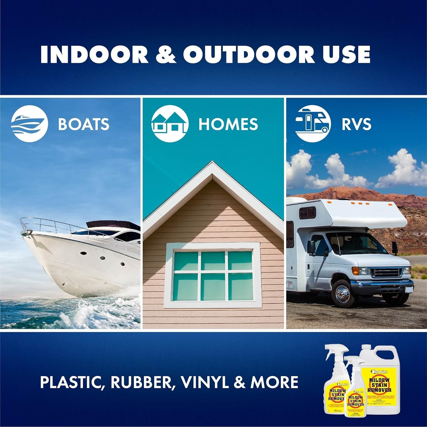 Instant Mold & Mildew Stain Cleaner – Concentrated Formula, Safe for Fiberglass