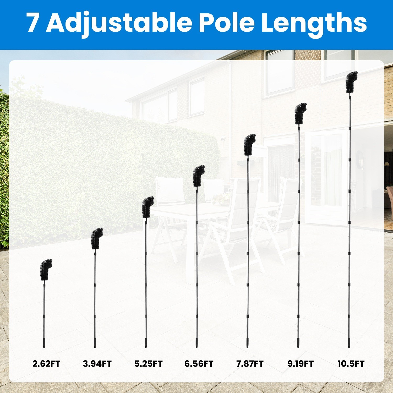 10.5FT Gutter Cleaner Tool From Ground Telescoping Pole Brush Extendable Wandset