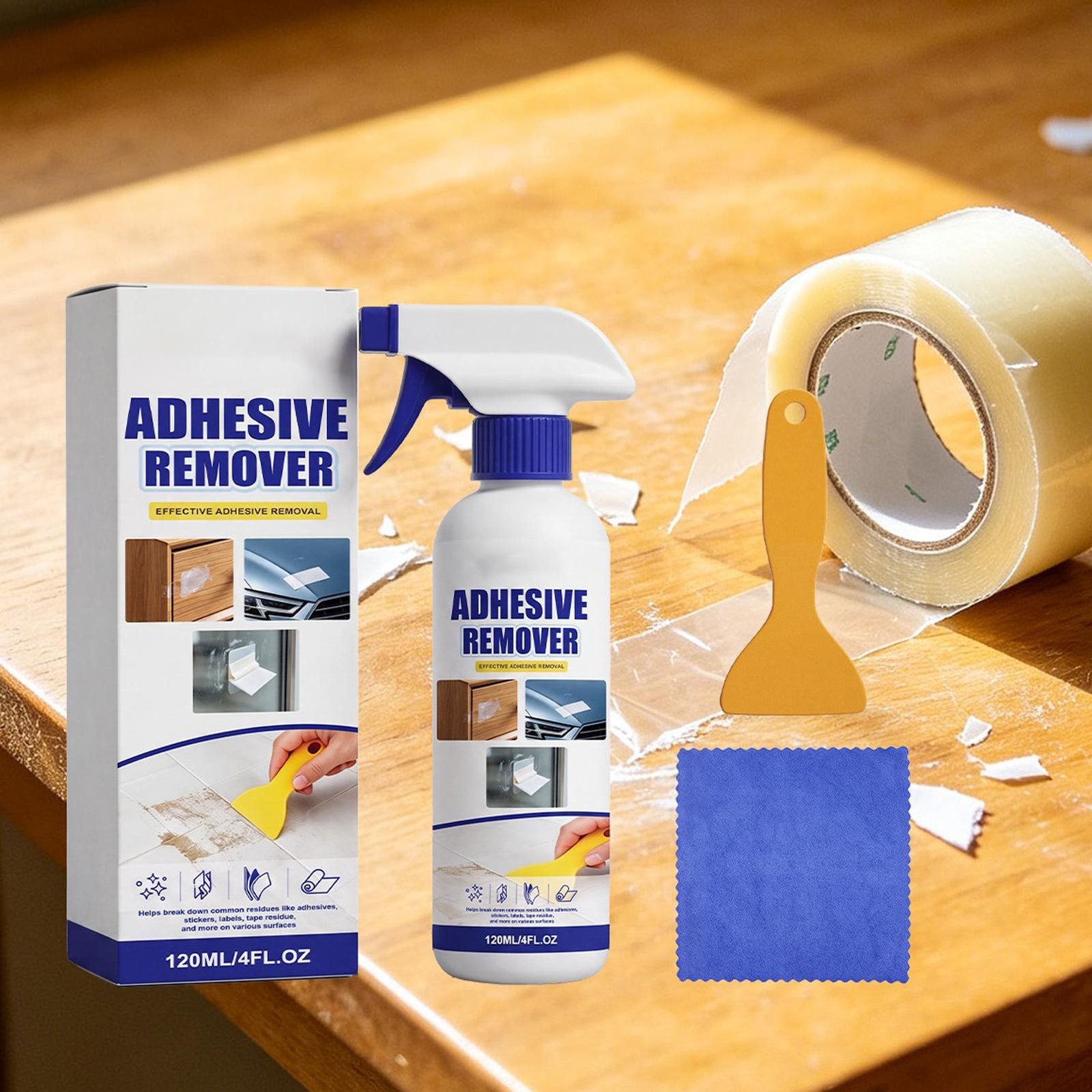 Adhesive Remover 120ml with Scraper Towel Fast-Acting Portable Car Sticker