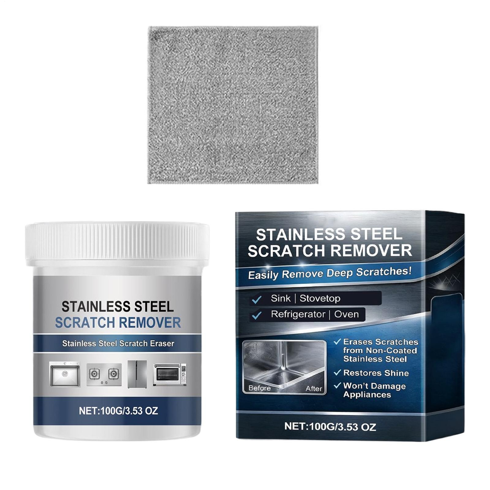 Stainless Steel Scratch Removal Kit 100g Metal Cleaner Polish Paste Rust Remover