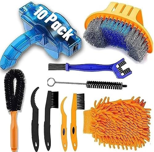10pcs Bike Cleaning Kit, Bicycle Clean Brush Tool Including Chain Cleaner for…
