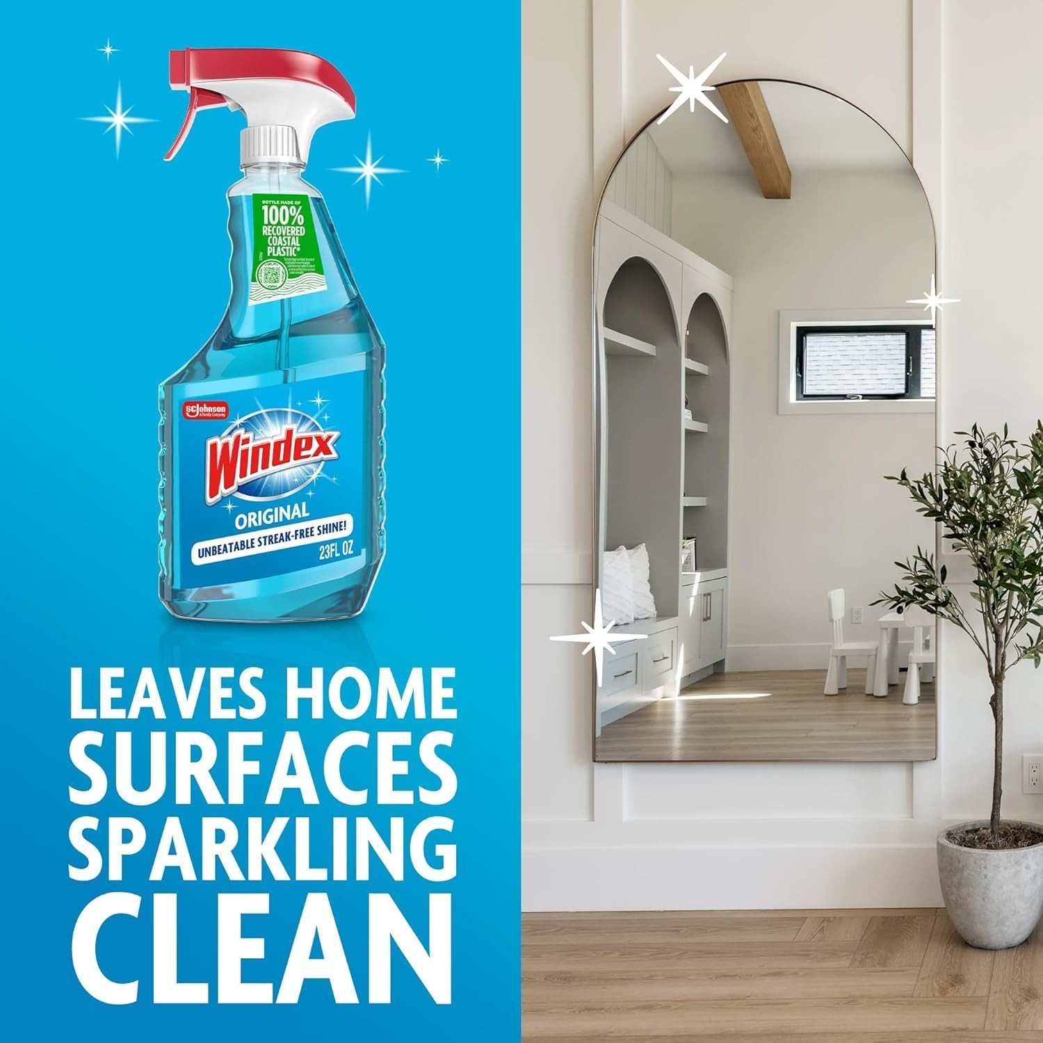 Windex Glass and Window Cleaner Spray Bottle, Original Blue, 23 fl oz