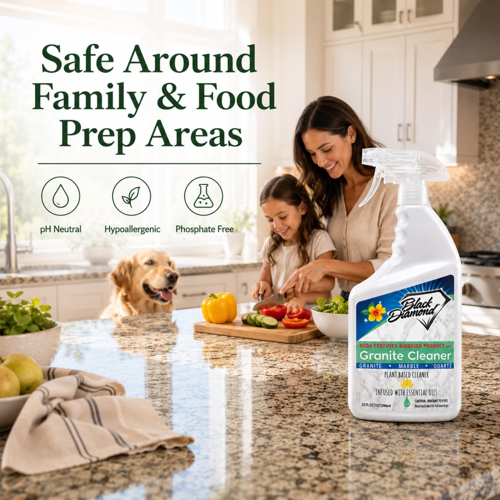 Black Diamond Stoneworks Granite Counter Cleaner: USDA Certified BIOBASED- Sa…