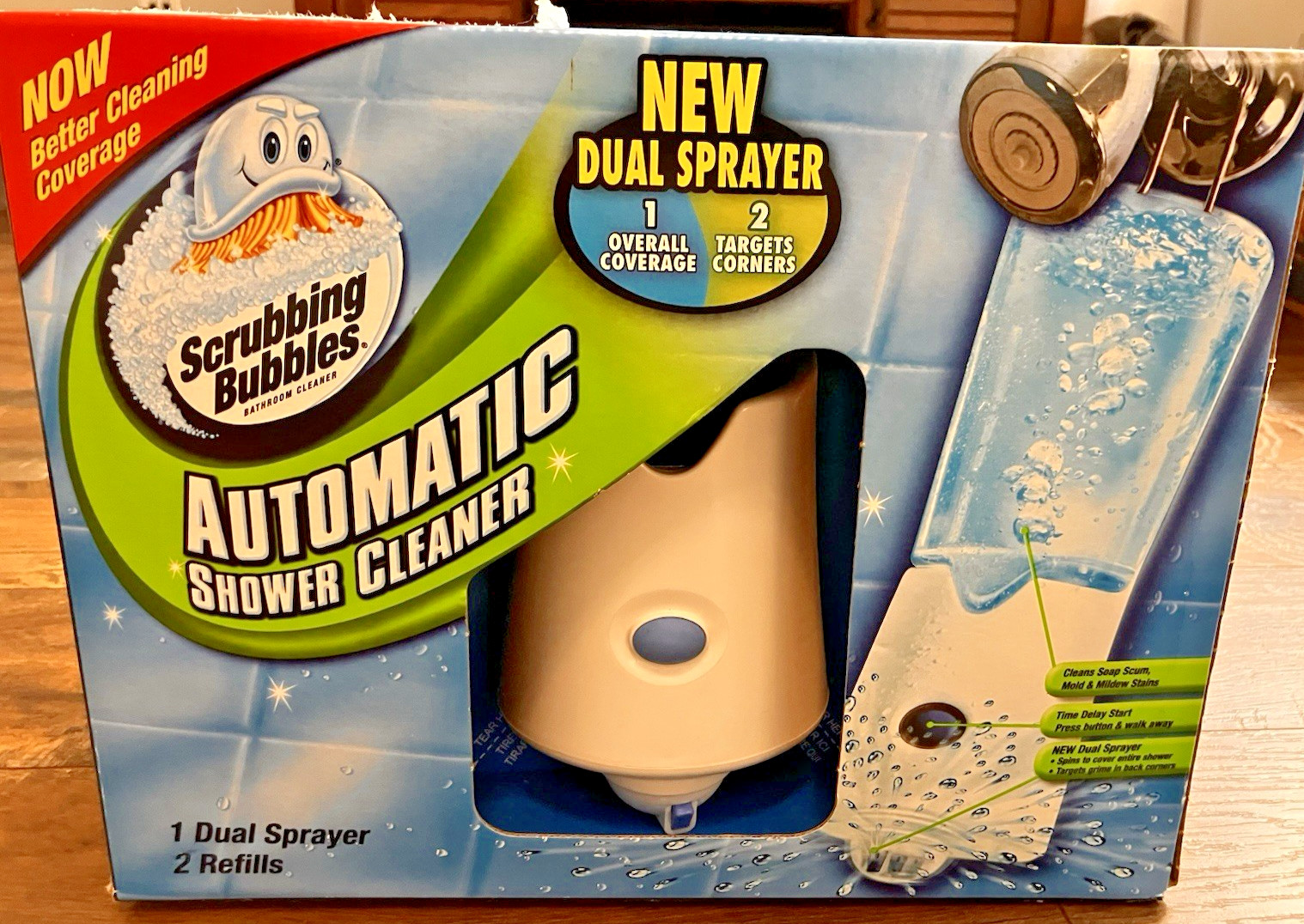 Scrubbing Bubbles Automatic Shower Cleaner Dual Sprayer 2 34 oz Refills NOS