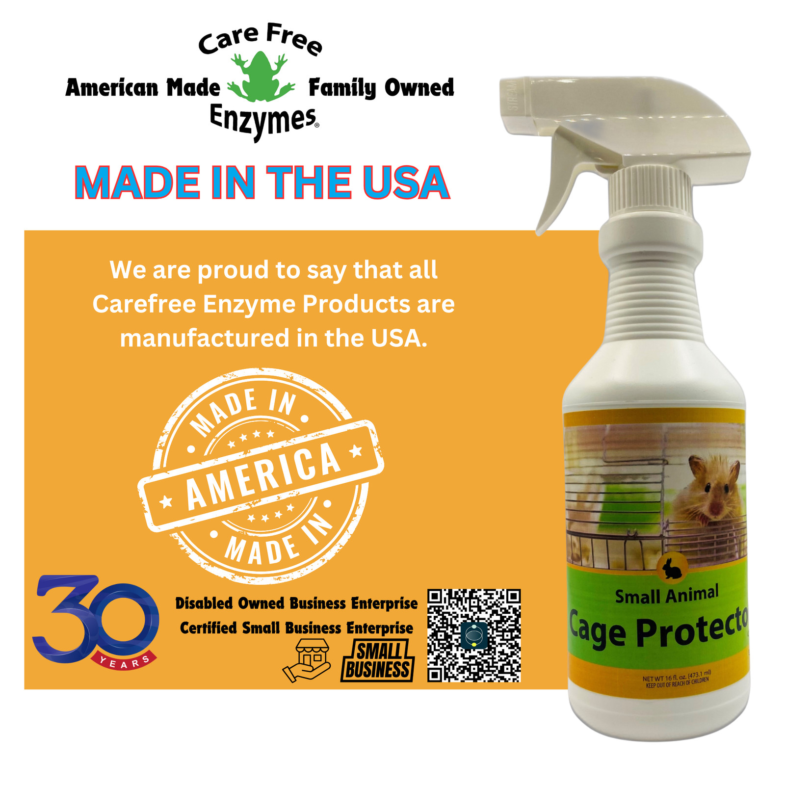 Small Animal Cage Cleaner & Deodorizer | For Hamsters, Guinea Pigs & Rabbits | 1