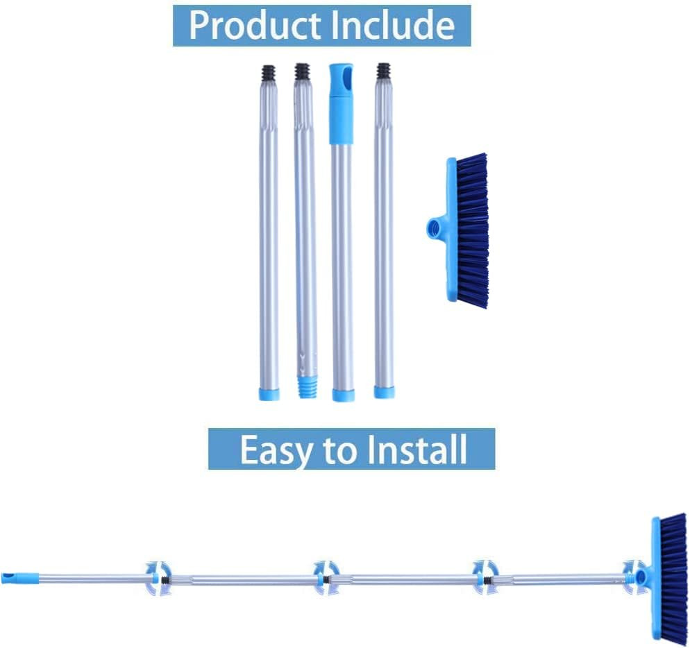 Deck Brush with Long Handle – Floor Scrub Brushes for Cleaning Shower, Stiff Bri