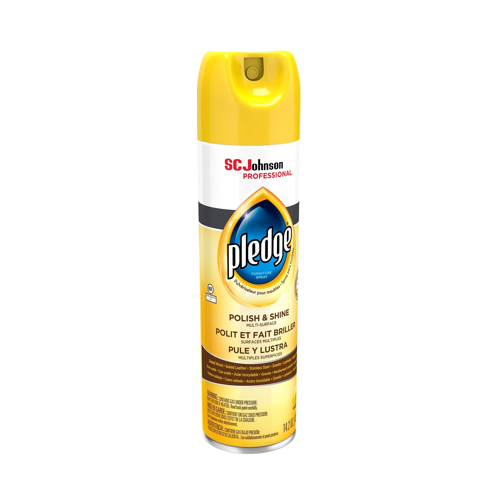Pledge Polish and Shine for Wood Furniture and More, Lemon, White, 14.2 Oz (P…