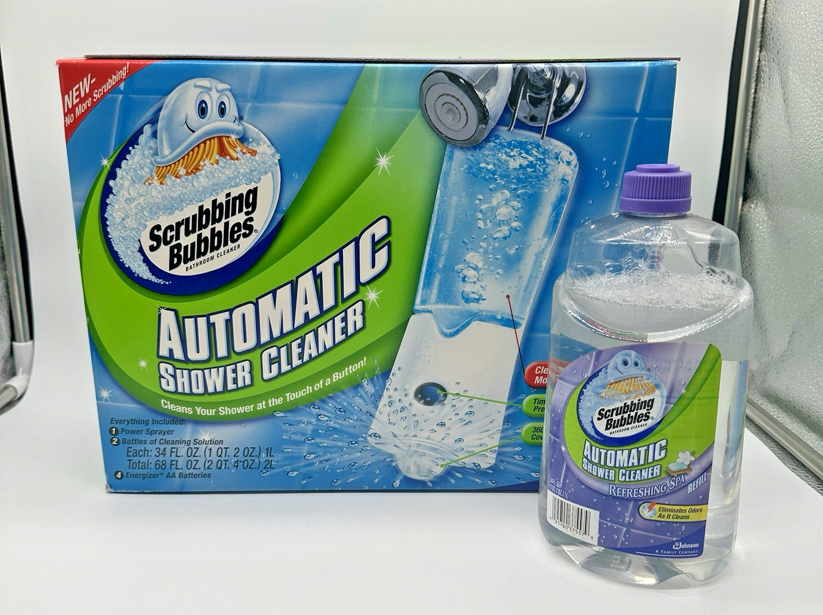 Scrubbing Bubbles Automatic Shower Cleaner Kit w/ 3 Bottles Solution New Sealed