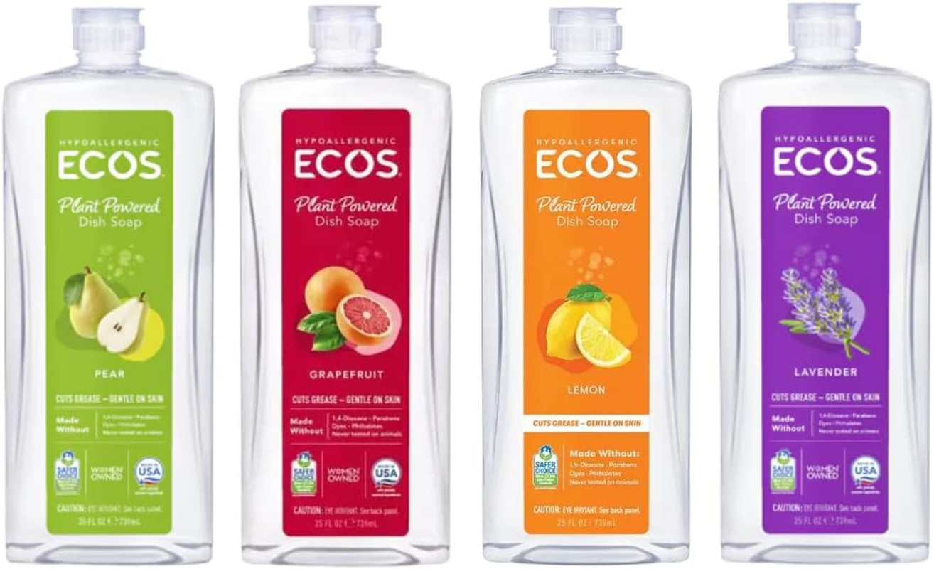 ECOS Plant Based Dish Soap Variety Pack – Natural Dishwashing Liquid Cuts Grease