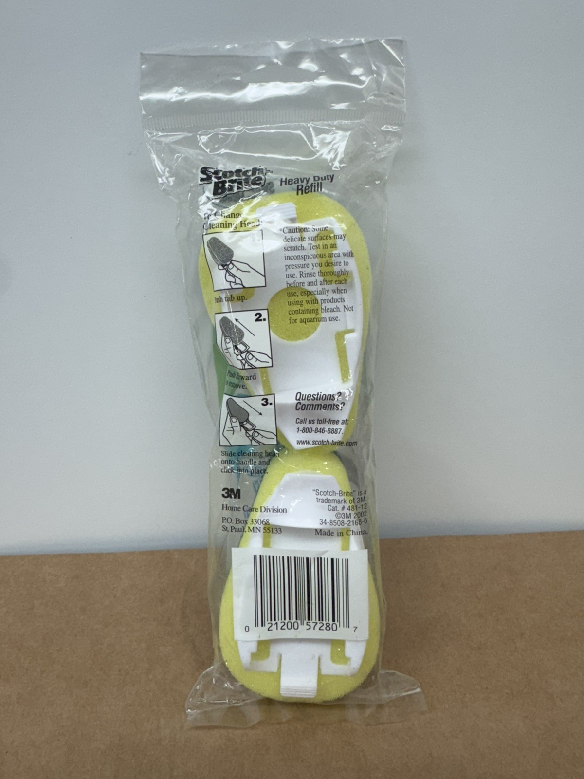 Scotch-Brite Heavy Duty Dishwand Refill 2 sponges in pack Yellow and Green New!