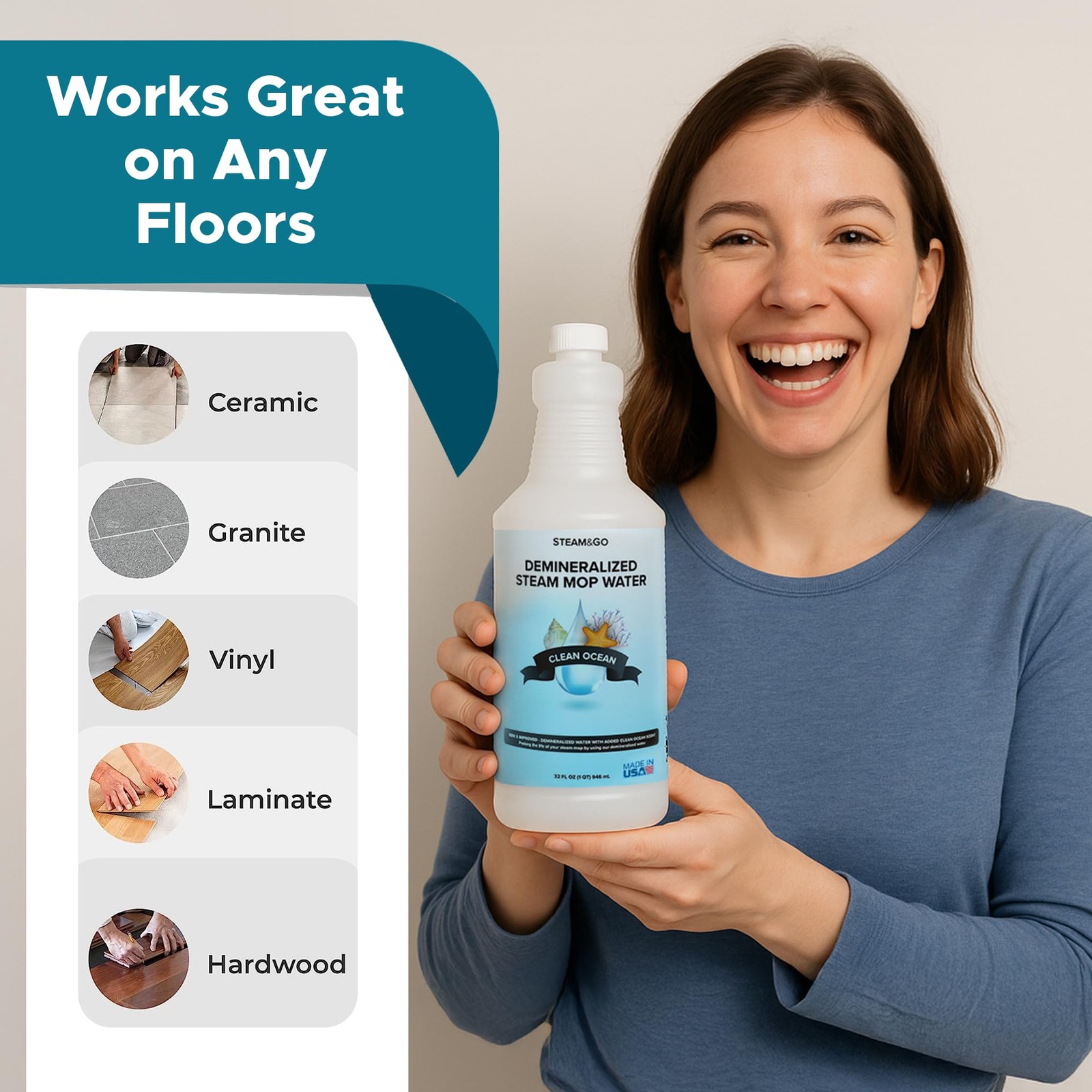 Steam & Go Demineralized Water – Multisurface Cleaner, PVC-Free Ready-to-Use …