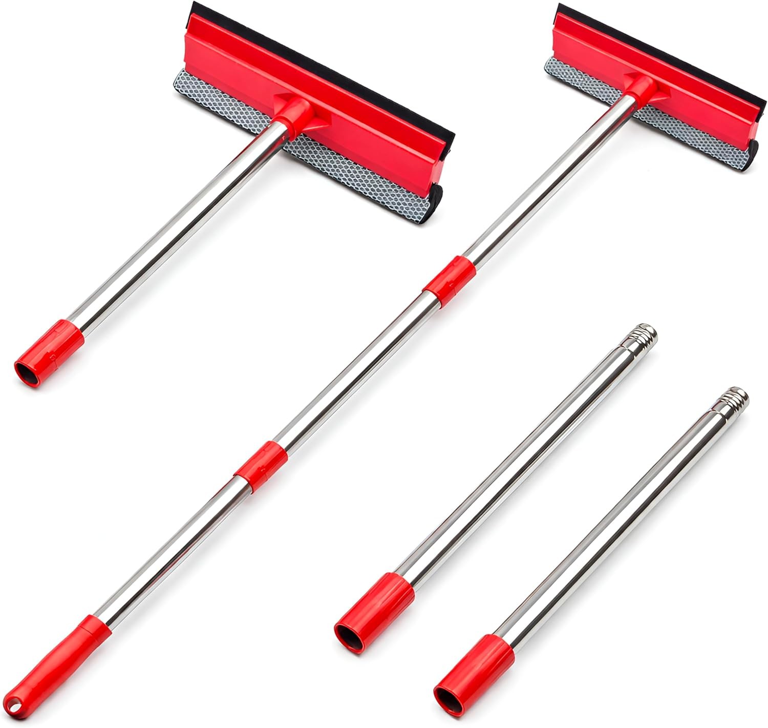 Window Squeegee 2-in-1 Cleaner with 55″ Telescopic Pole for Home Car Glass