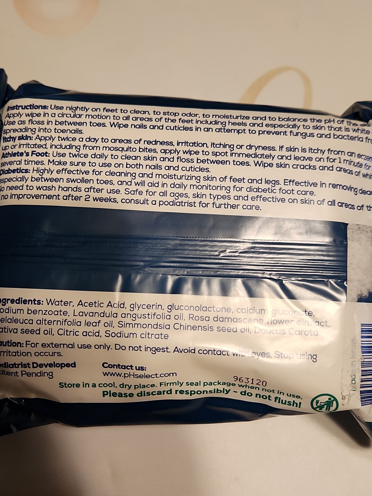 pHeet® Foot Wipes All Natural, Cleaning, Moisturizing, Itching, Wipes Prevent by