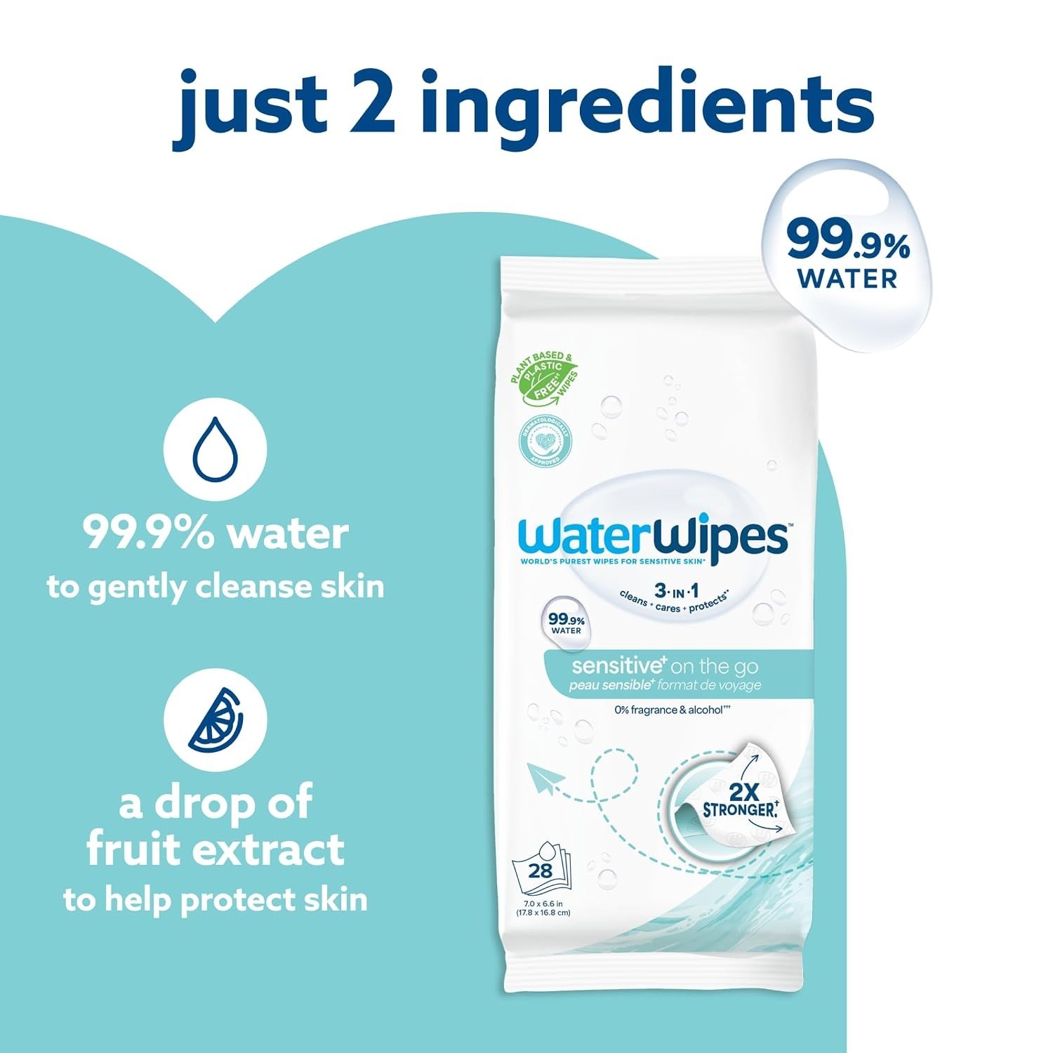 Sensitive+ Travel Size Unscented Wipes – 3-in-1 Solution for Sensitive Skin