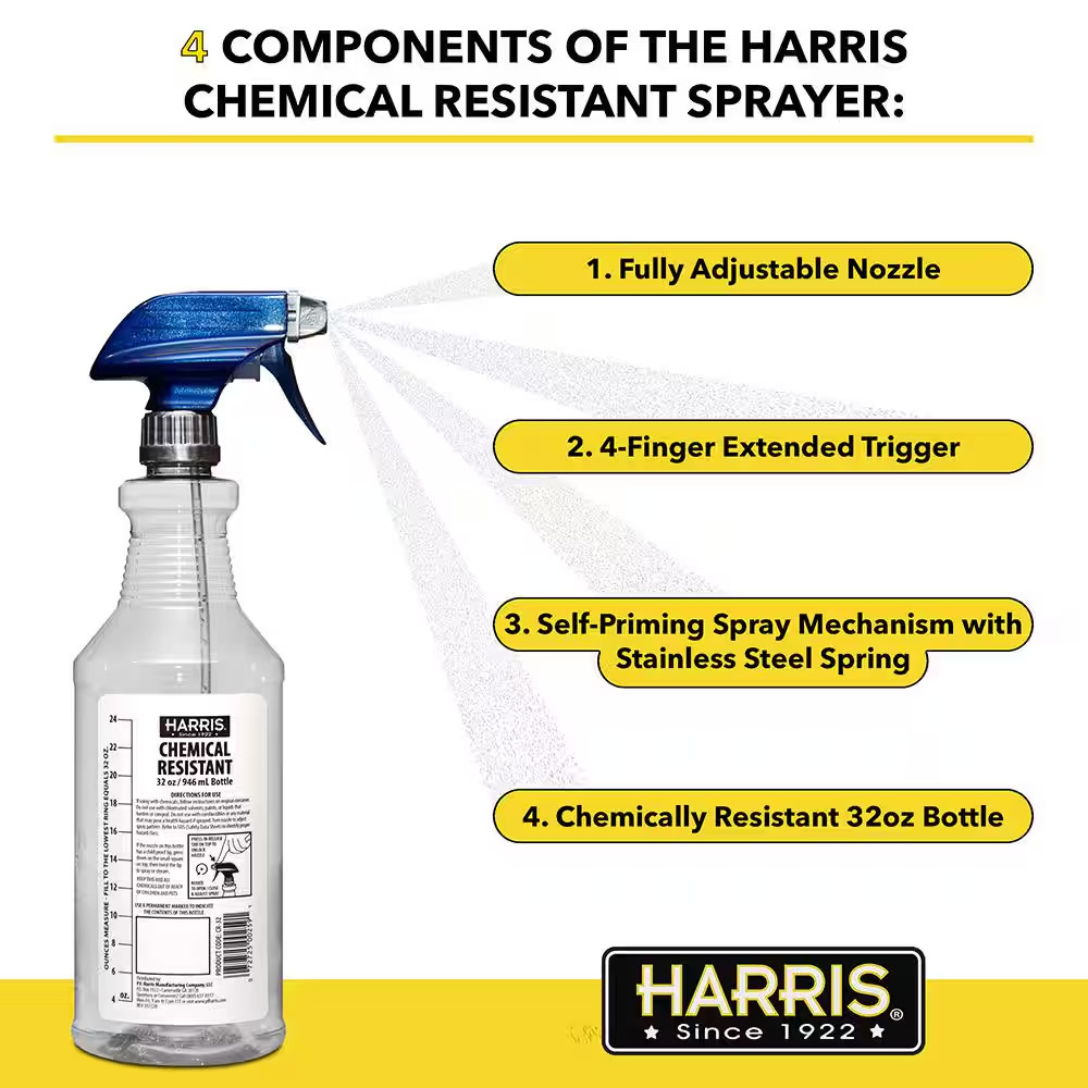 Harris 32 oz. Heavy-Duty Chemical Resistant Pro Spray Bottle (3-Pack)