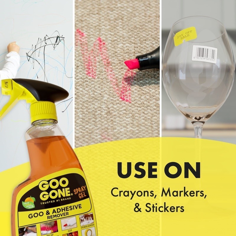 Sticky Adhesive Remover Spray Gel Citrus Scent Drip-Free Hard Surfaces Fabric US