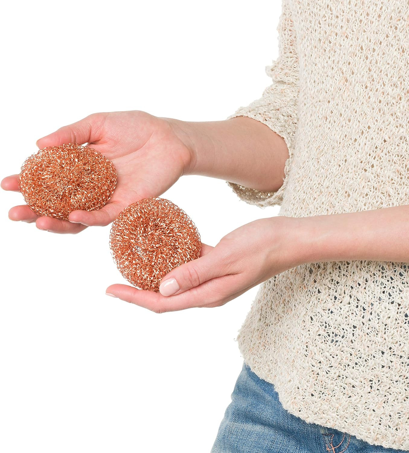 Real Copper Pot Scrubbers – Double-Layer Copper Scouring Pads for Pots, Pans, Di