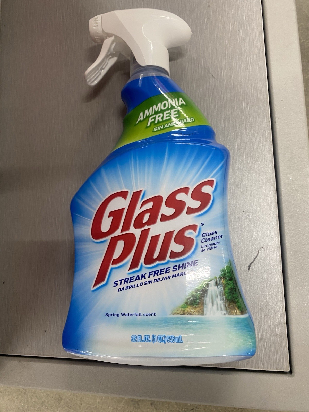 Glass Plus Glass Cleaner Spray Ammonia Free Spring Waterfall Scent 32 fl oz