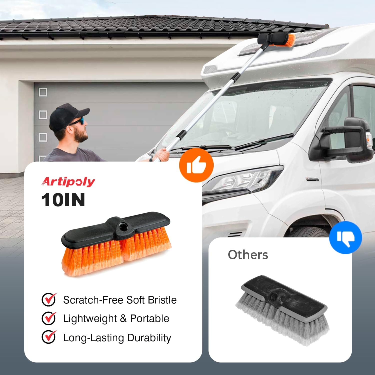 ARTIPOLY 10″ Car Wash Brush Head with Soft Bristle for Auto RV Truck Boat Cam…
