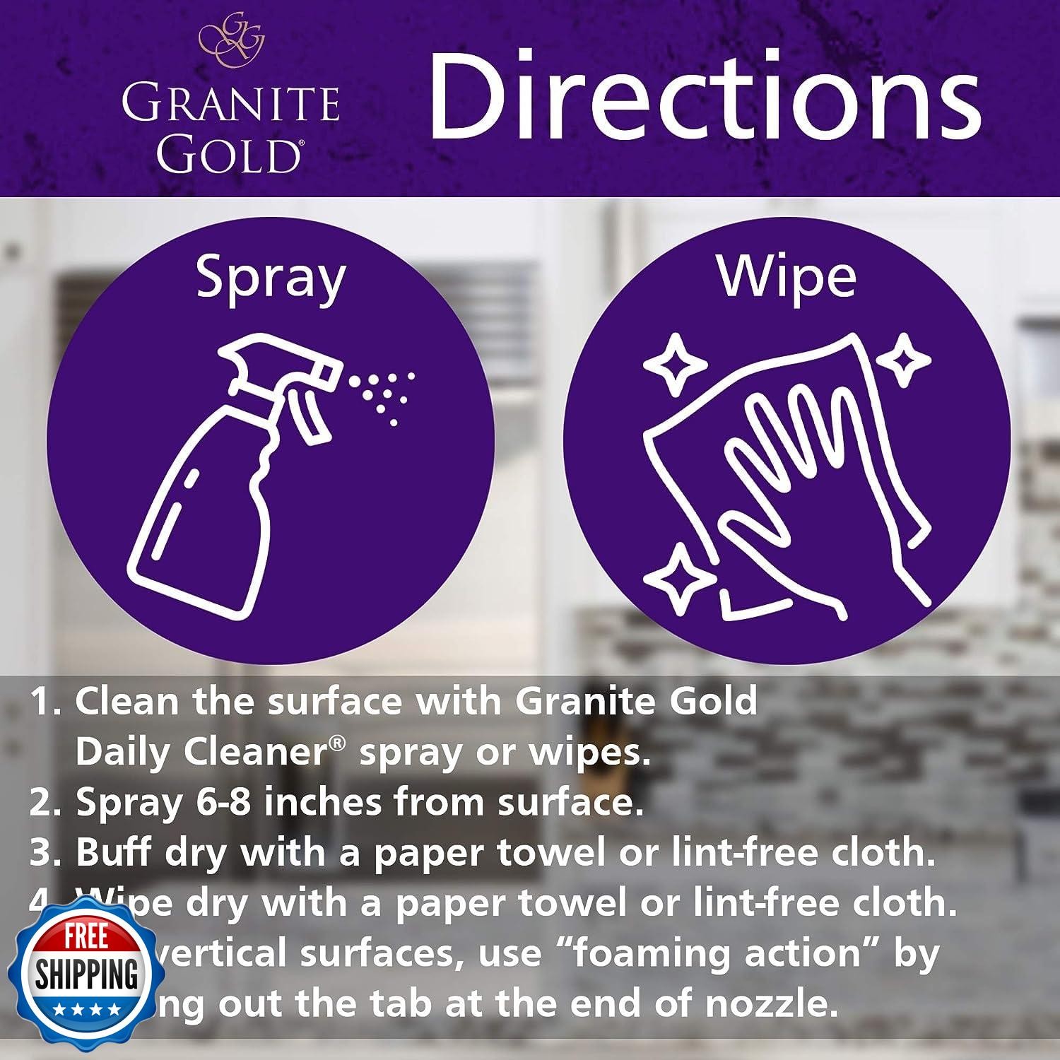 Granite Gold Polish Spray, Streak-Free Shine for Granite, Quartz, Marble, Tra
