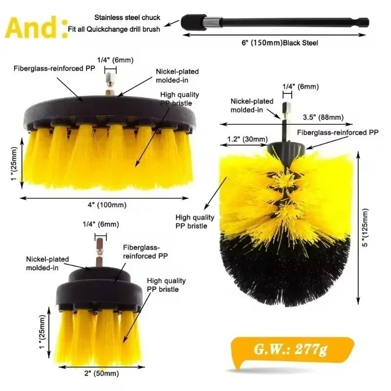 Electric Drill Scrubber Brush Kit Power Cleaning Brush Set for Car Carpet Glass