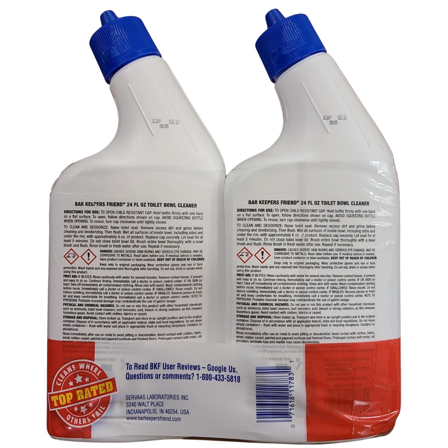 Bar Keepers Friend Toilet Bowl Cleaner 24oz Twin Pack 2 Bottles