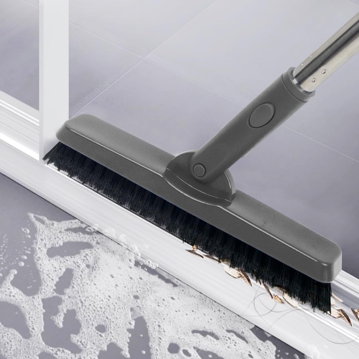 Heavy Duty Long Handle Scrub Brush, Tile Scrub Brush with Long Handle Stif