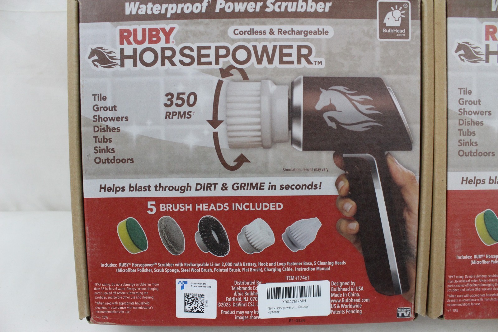 2 Handheld Cordless Rechargeable Spinning Power Scrubber Ruby Horsepower ZZ