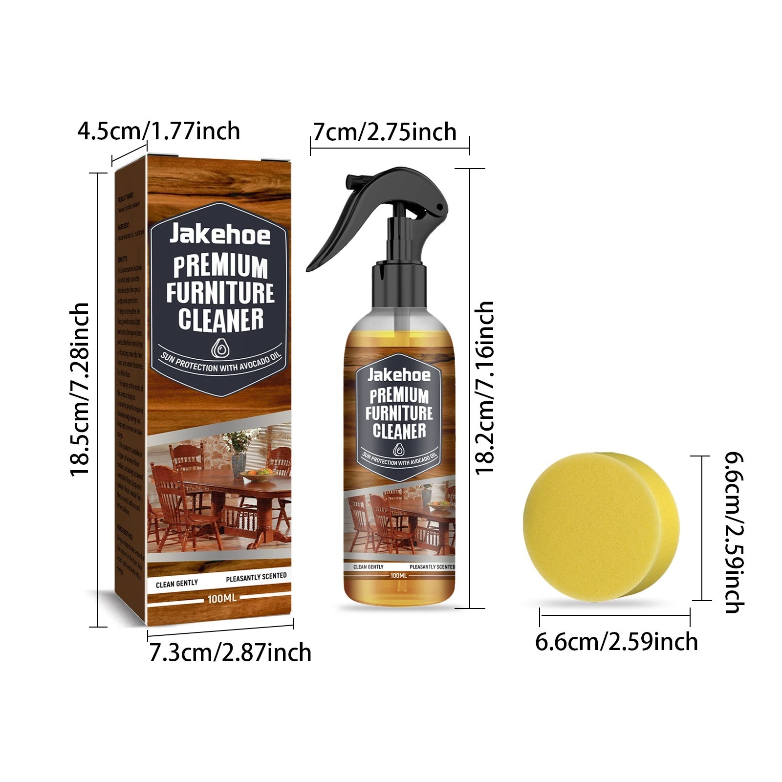 Jakehoe Floor Cleaner Spray 100ml Polishing Shine Stain Removal Deep Cleaning