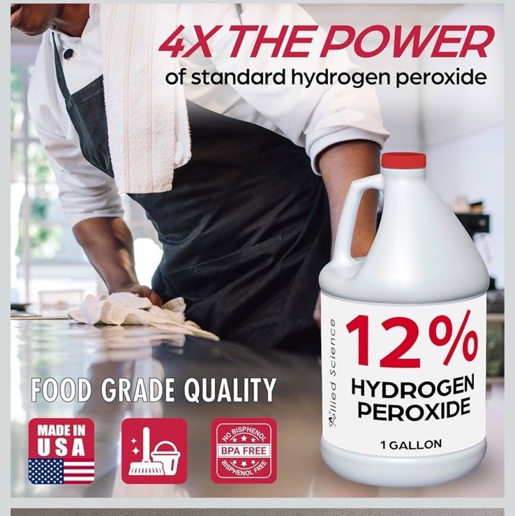 💪Allied Science 12% Food Grade Hydrogen Peroxide, 4X Stronger – 1 Gallon