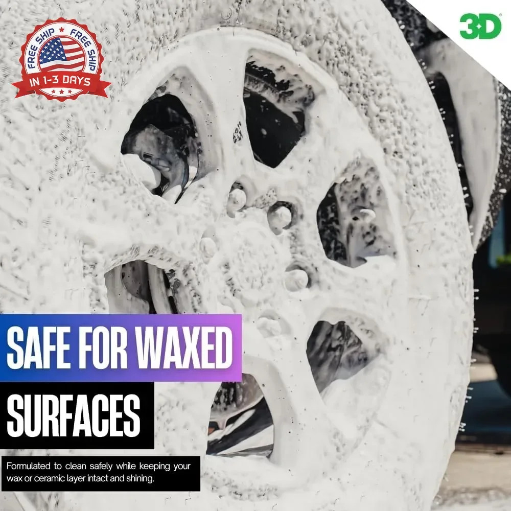 3D Wash N Wax Car Wash Soap – pH Balanced, Easy Rinse, Scratch Free Soap with Wa