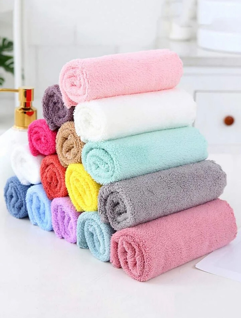 Set of 10 Household Thickened Kitchen Rags Towel Bale in Multicolor Coral Fleece