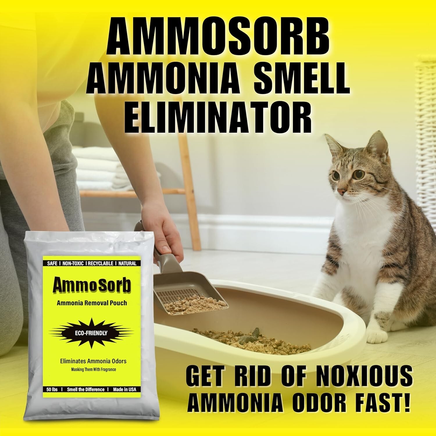 AMMOSORB Eco Ammonia Smell Eliminator Deodorizing Granules: 50 lb.