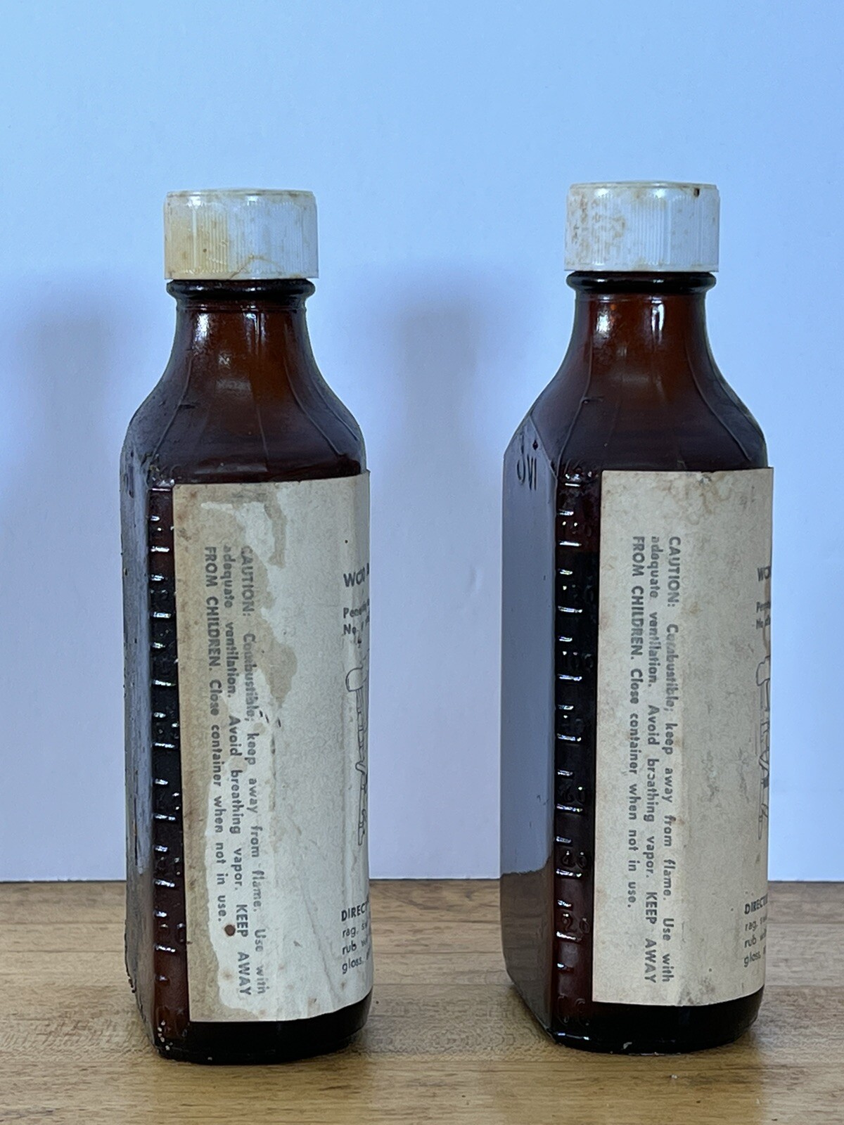 2 Vintage 6 oz Bottles WOOD CARE NATURAL FINISHER Product of THRIFT SHOP METHODS