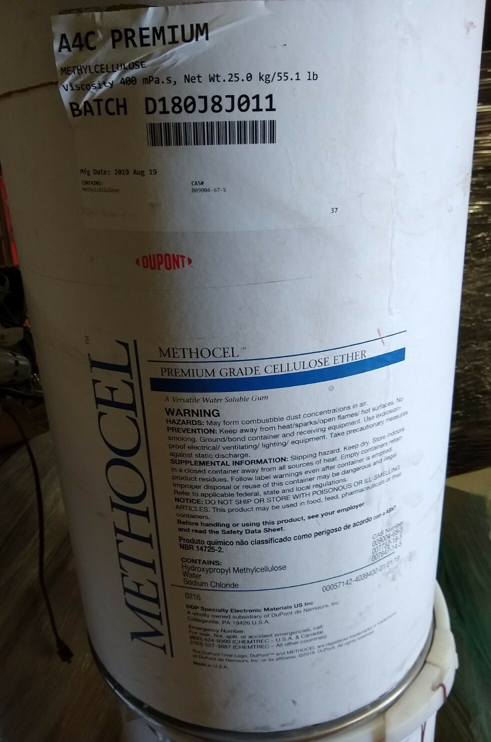 Methyl Cellulose – Methocel – 55 lb-25 kg – Methylcellulose – Cellulose Ether