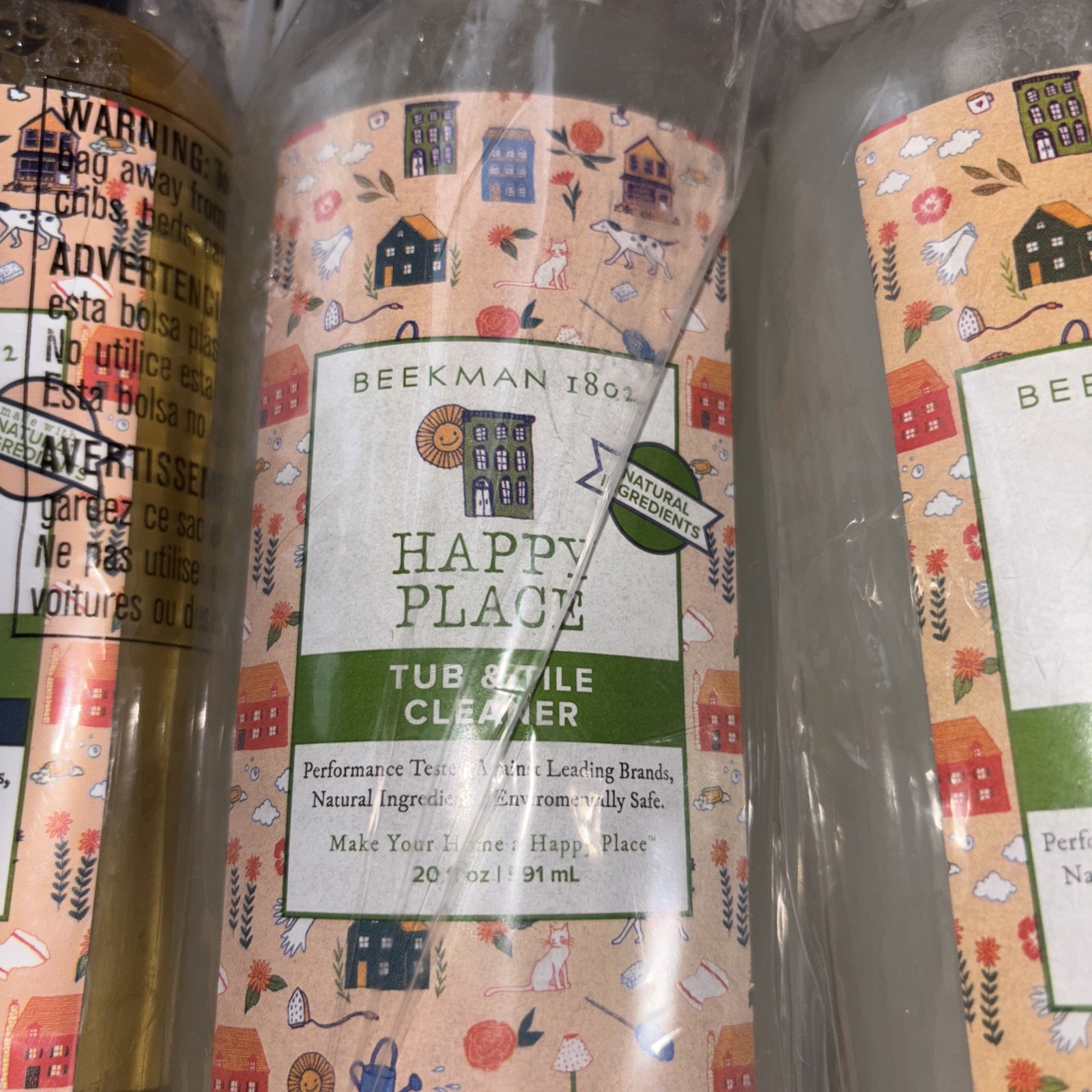 BEEKMAN 1802 HAPPY PLACE 2 TUB & TILE CLEANER – 20 FL & 1 Concentrate Lot Of 3