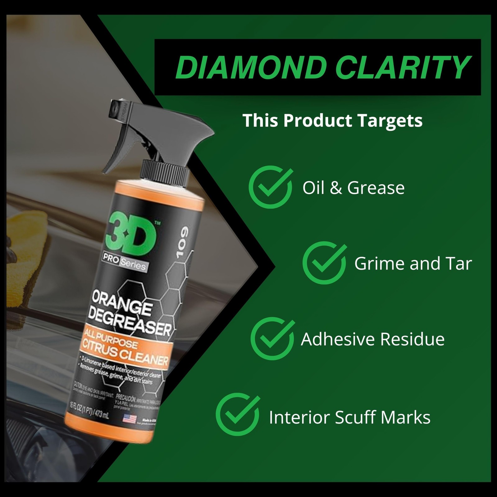 Orange Degreaser – Citrus-Based Car Cleaner for Oil, 16 Fl Oz (Pack of 1)