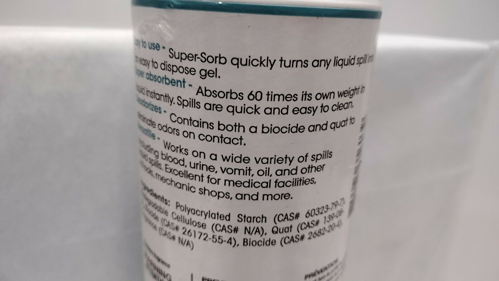 Liquid Spills/ Absorbent/ 12 oz. Shaker Can / Lemon Scent/ SUPERSORB