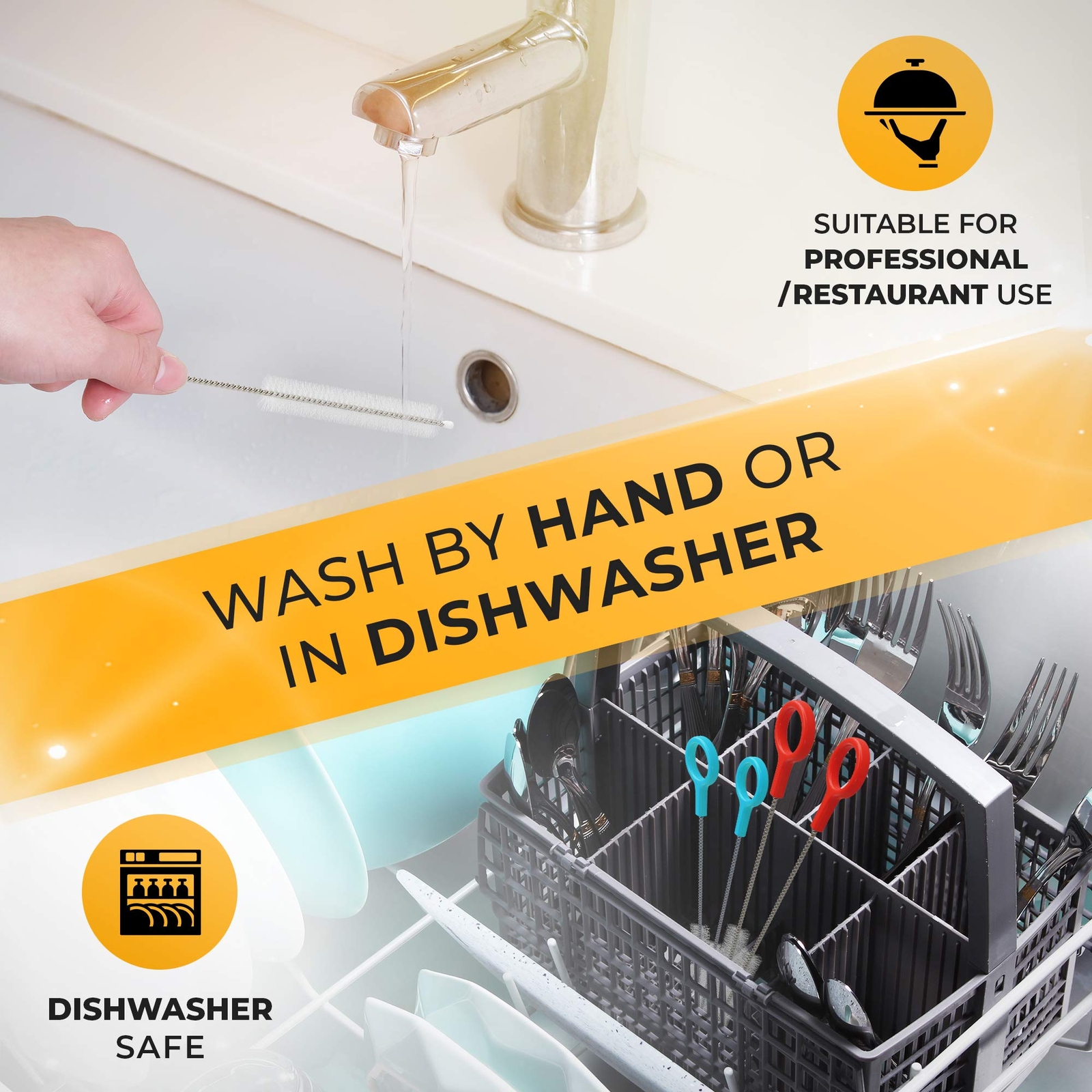 Four-Piece Heavy Duty Cleaning Brushes Set Ideal for Straws and Small Spaces