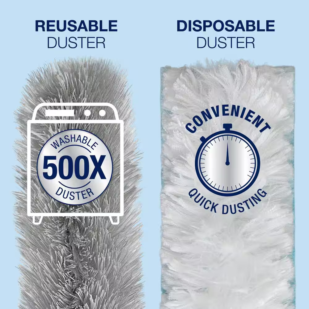 High-Performance Compact Dusting Kit, with 17 in Handle, Reusable and Disposable