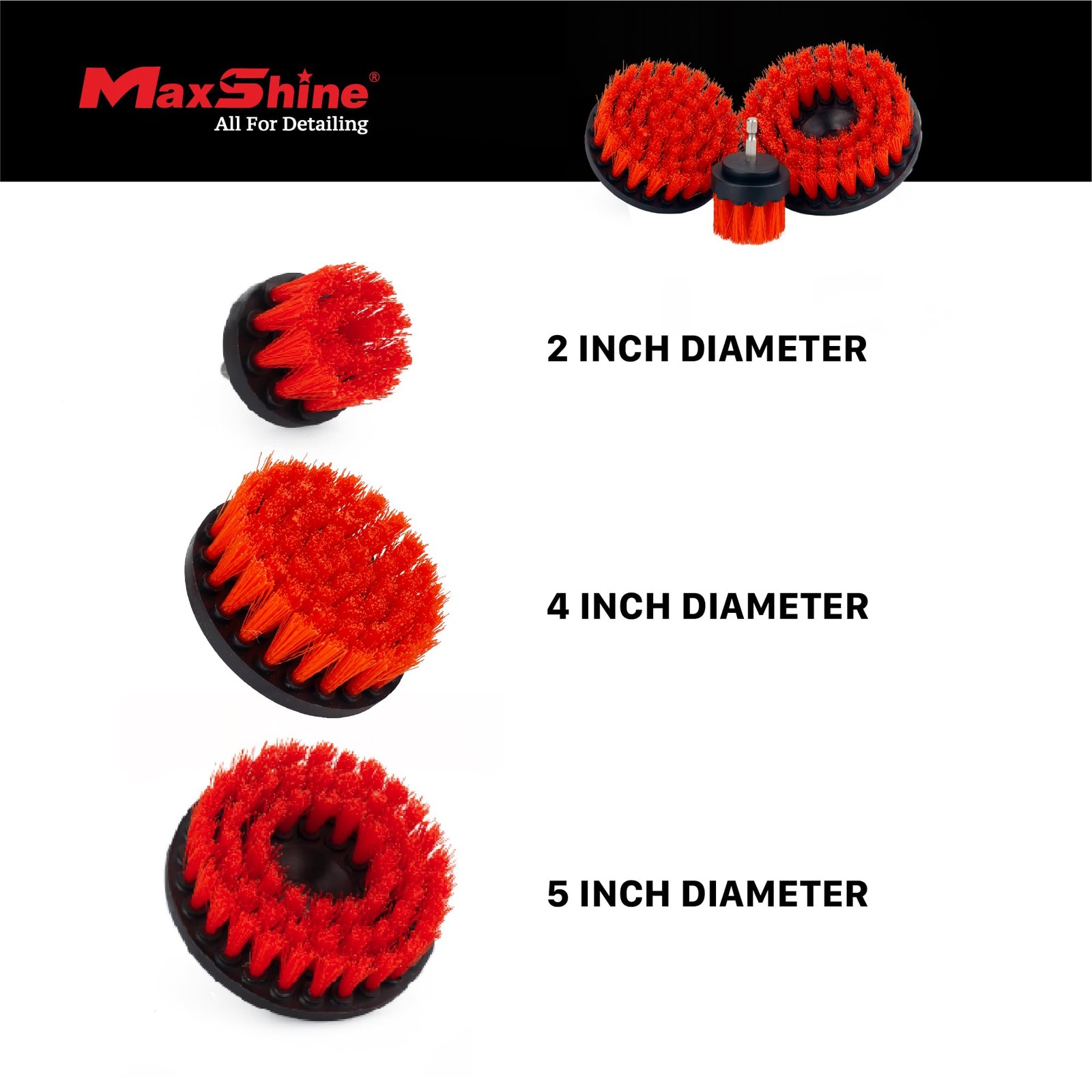 2″, 4″, & 5″ M8 Medium-Duty Upholstery Carpet Brush with Drill Attachment Set…