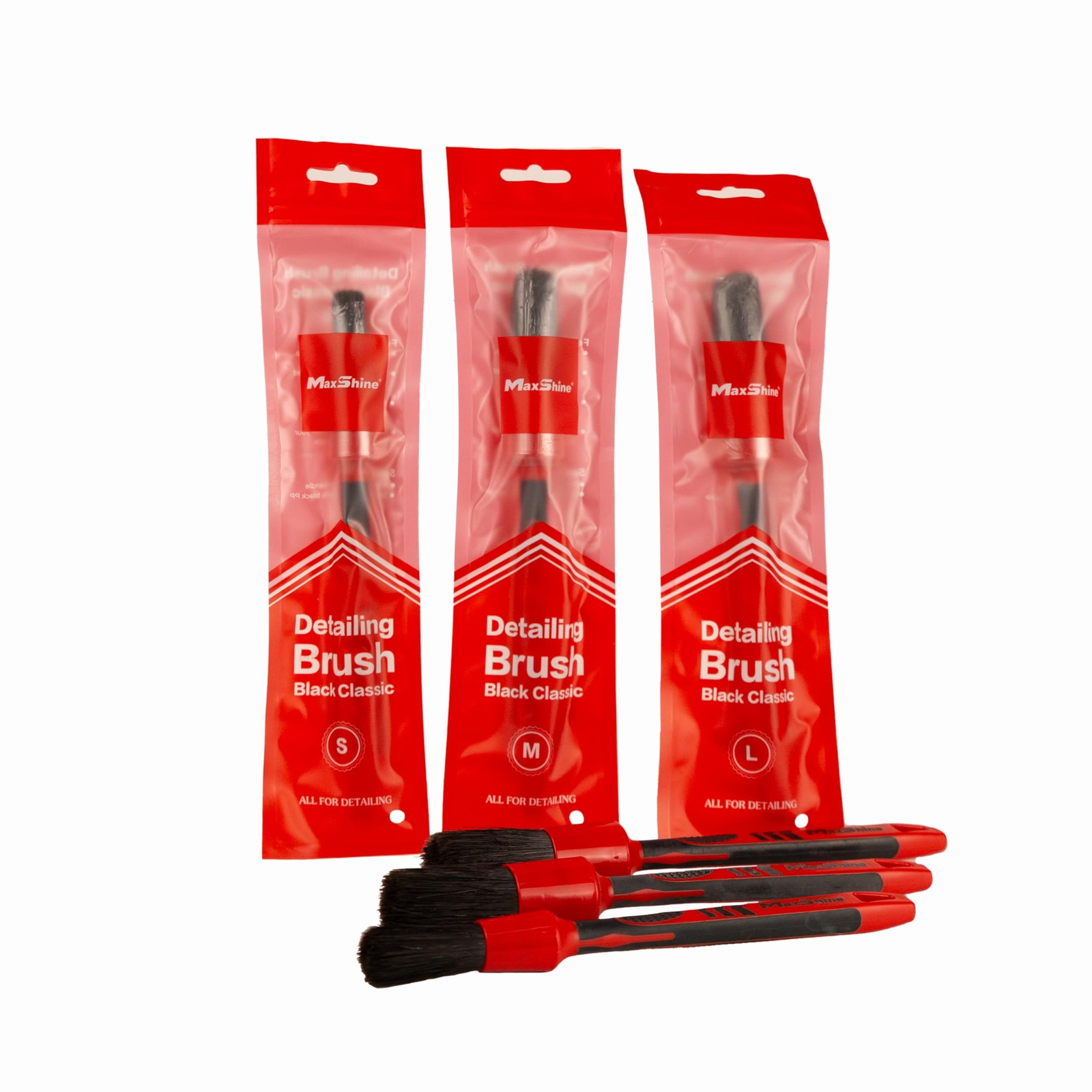 Maxshine Universal Red & Black Combo Detailing Brush – Versatile Brush for In…