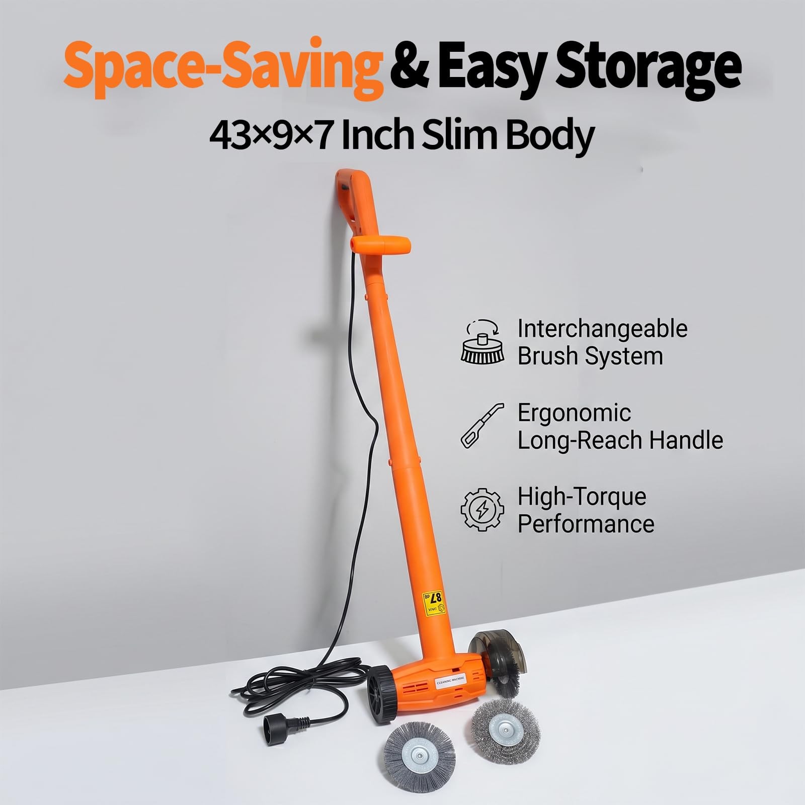 Electric Stand-Up Grout Cleaner 2-in-1 Wire & Hard Brush – Heavy-Duty Floor S…