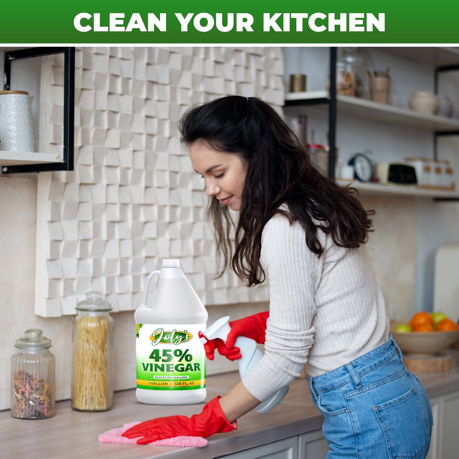 Joly’s 45% Vinegar, 1 Gallon (128 fl oz), Concentrated Cleaning-Vinegar (Pack 2)