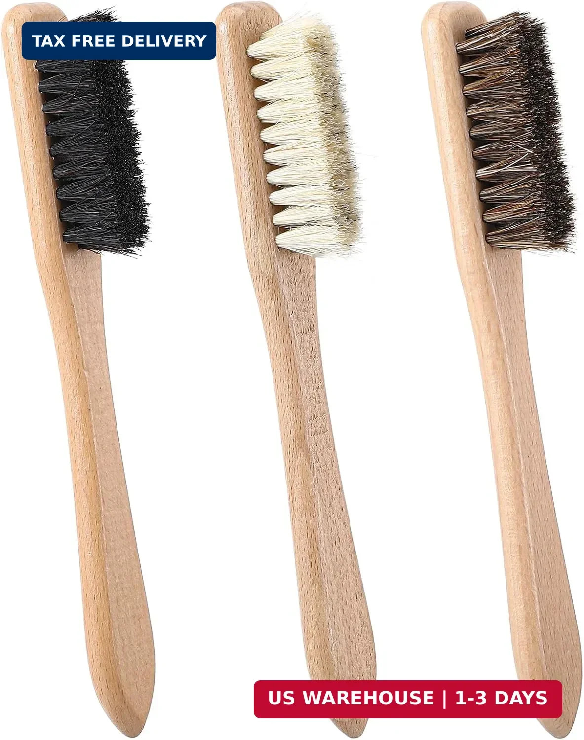 3 Pcs Laundry Stain Brush, Wood Laundry Stain Brush with Boar Bristle for Scrubb