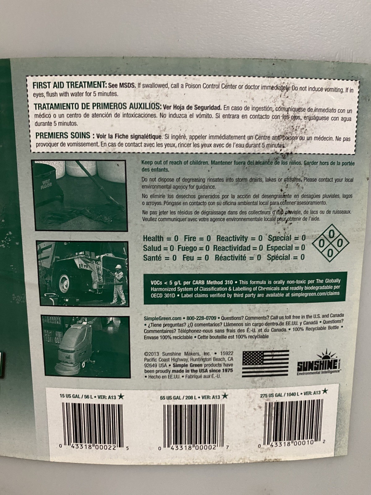SIMPLE GREEN Industrial, Degreaser, Cleaner 55 gal Poly Drum
