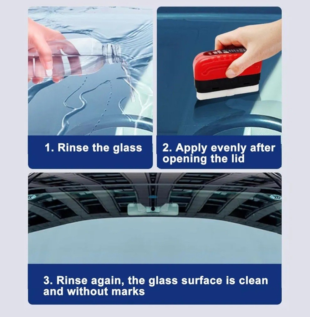Automotive Oil Film Cleaning Brush, Windshield Cleaner for Car Windows & Glass