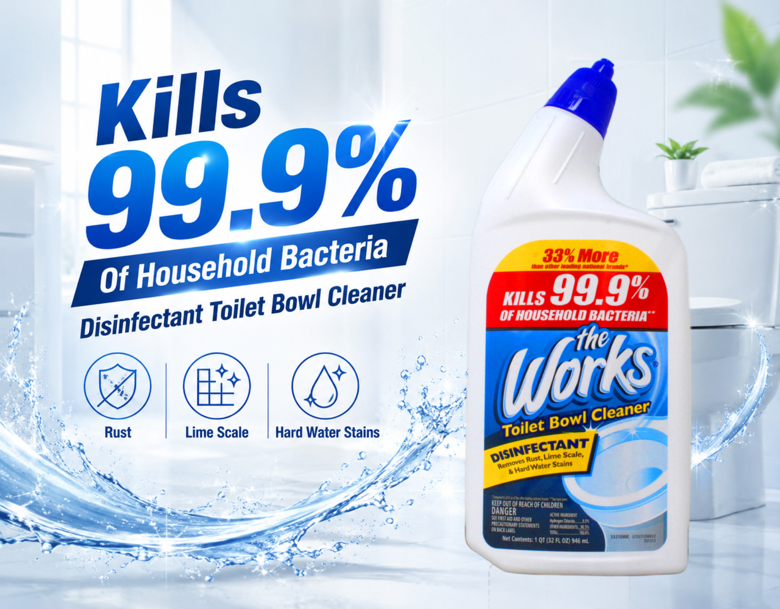 The Works Toilet Bowl Cleaner 32oz Removes Stains 4 Pack
