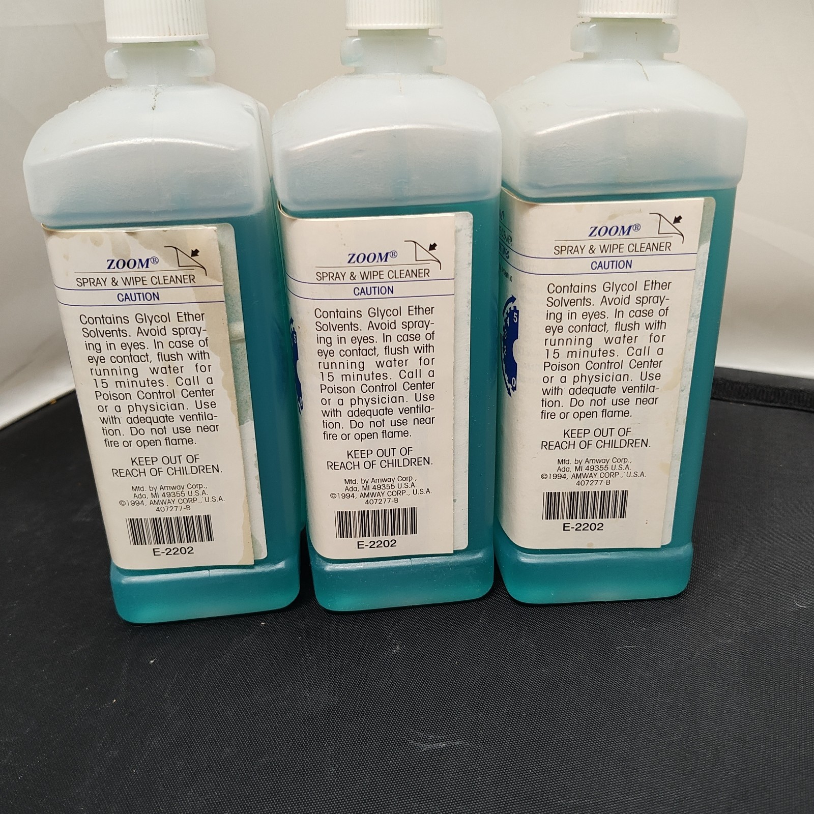 Lot Of 3 Vintage 1994 Amway Zoom Super Concentrate 8.5 Fl Oz Bottle